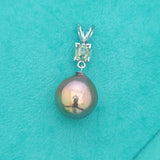 Bold Metallic Gold Edison Pearl and Green Sapphire Necklace in 14KW  Gold