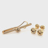 Set of Elegant Vintage Gold Plated Classic Knot Design Cufflinks & Tie Bar | Peter's Vaults