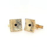 Alluring Vintage Hand-Crafted Gold Plated Onyx Cufflinks in Great Condition