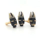 Alluring Vintage Hand-Crafted Tribal Mask Swank Cufflinks & TieLapel Pin Set  Peter's Vaults