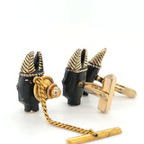 Alluring Vintage Hand-Crafted Tribal Mask Swank Cufflinks & TieLapel Pin Set  Peter's Vaults