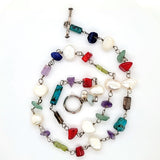 Baroque Multi-Gem Necklace with Turquoise and Pearls plus in Sterling Silver