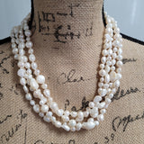 Beautiful Baroque Multi Layer Freshwater Pearl Strand Necklace with Magnetic Clasp