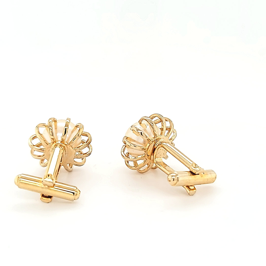 Splendid Vintage Handcrafted Gold Plated Faux Pearl Swank Cufflinks | Peter's Vaults