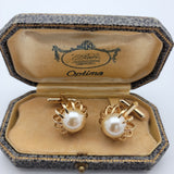 Big & Bold Vintage Handcrafted Gold Plated Faux Pearl Cufflinks  Peter's Vaults