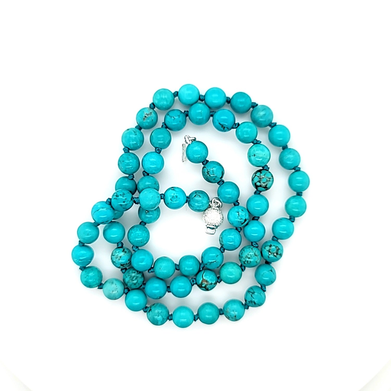 Brand New Turquoise Necklace Strand with Sterling Clasp -6mm
