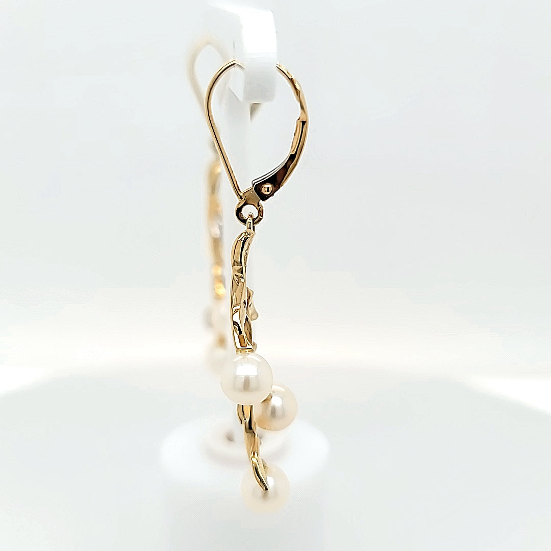 Celebrate you. Stunning Diamond and Pearl Drop - Dangle Earrings in 14K Yellow Gold | Peter's Vault