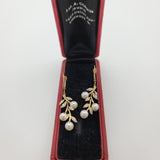 Celebrate you. Stunning Diamond and Pearl Drop - Dangle Earrings in 14K Yellow Gold