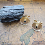 Dazzling Vintage Hand-Crafted Gold Plated Onyx Cufflinks in Great Condition Peters Vaults