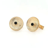 Dazzling Vintage Hand-Crafted Gold Plated Onyx Cufflinks in Great Condition Peters Vaults