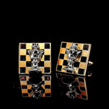 Dazzling Vintage Handcrafted Gold Plated Chess Board King Piece Cufflinks