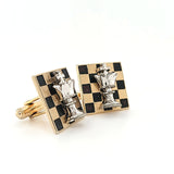 Dazzling Vintage Handcrafted Gold Plated Chess Board King Piece Cufflinks | Peter's Vaults