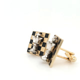 Dazzling Vintage Handcrafted Gold Plated Chess Board King Piece Cufflinks | Peter's Vaults
