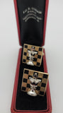 Dazzling Vintage Handcrafted Gold Plated Chess Board King Piece Cufflinks | Peter's Vaults