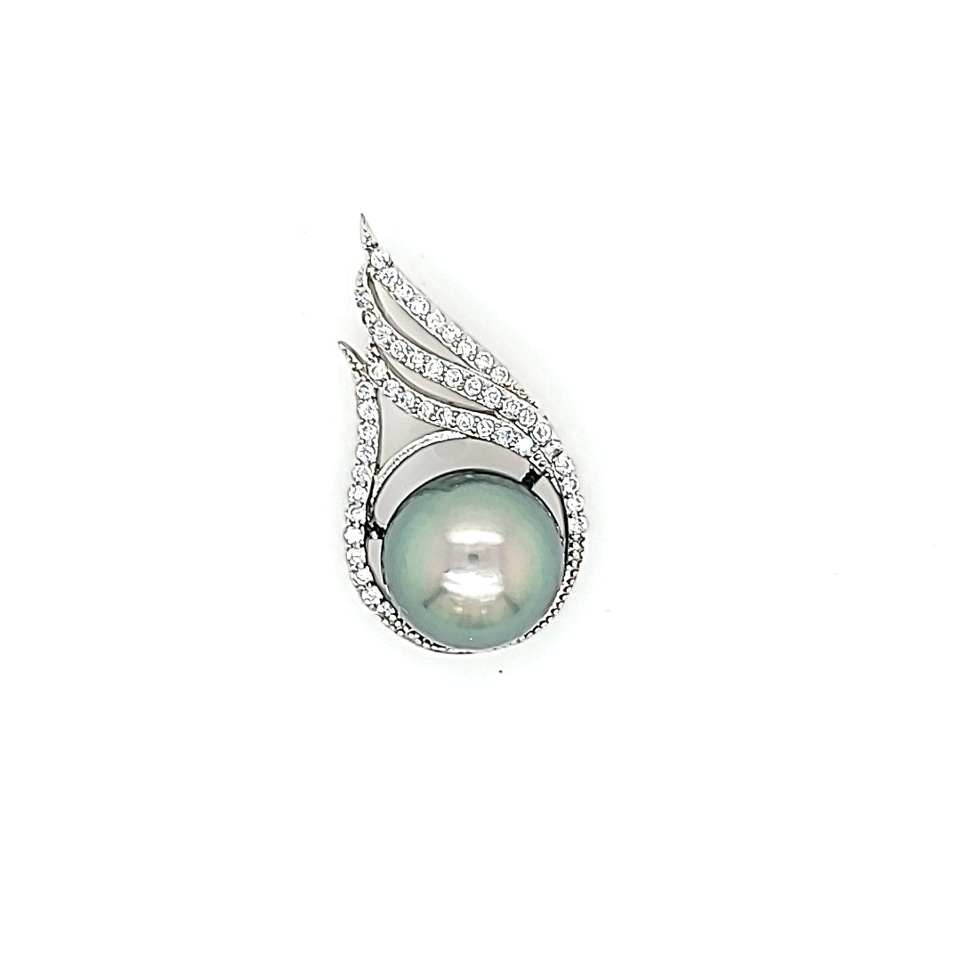 Exquisite Tahitian Pearl and CZ Slide in Sterling Silver AWESOME PRICE  Peter's Vault