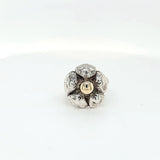 Fun and Playful Two Tone Sterling Silver and 9 Karat Gold Flower Ring
