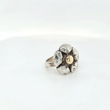 Fun and Playful Two Tone Sterling Silver and 9 Karat Gold Flower Ring