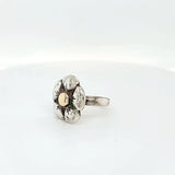 Fun and Playful Two Tone Sterling Silver and 9 Karat Gold Flower Ring