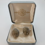 Gorgeous Turn of the Century Antique Lava Cameo Hand-Engraved Sterling Cufflinks | Peter's Vaults