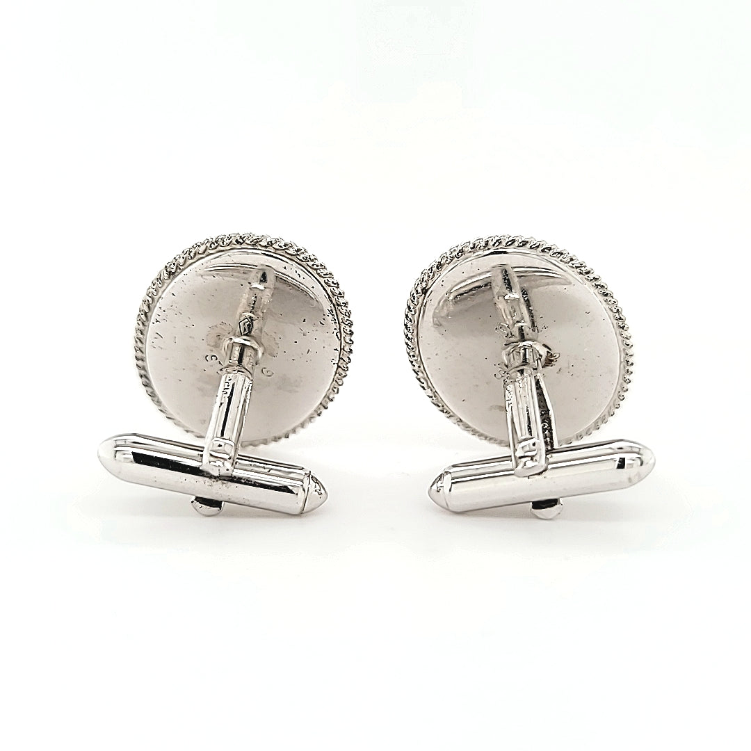 Gorgeous Turn of the Century Antique Lava Cameo Hand-Engraved Sterling Cufflinks | Peter's Vaults