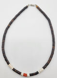 Handcrafted Tiger's Eye White Shell and Coral Heishi Strand -16 Statement Necklace  Peter's Vaults