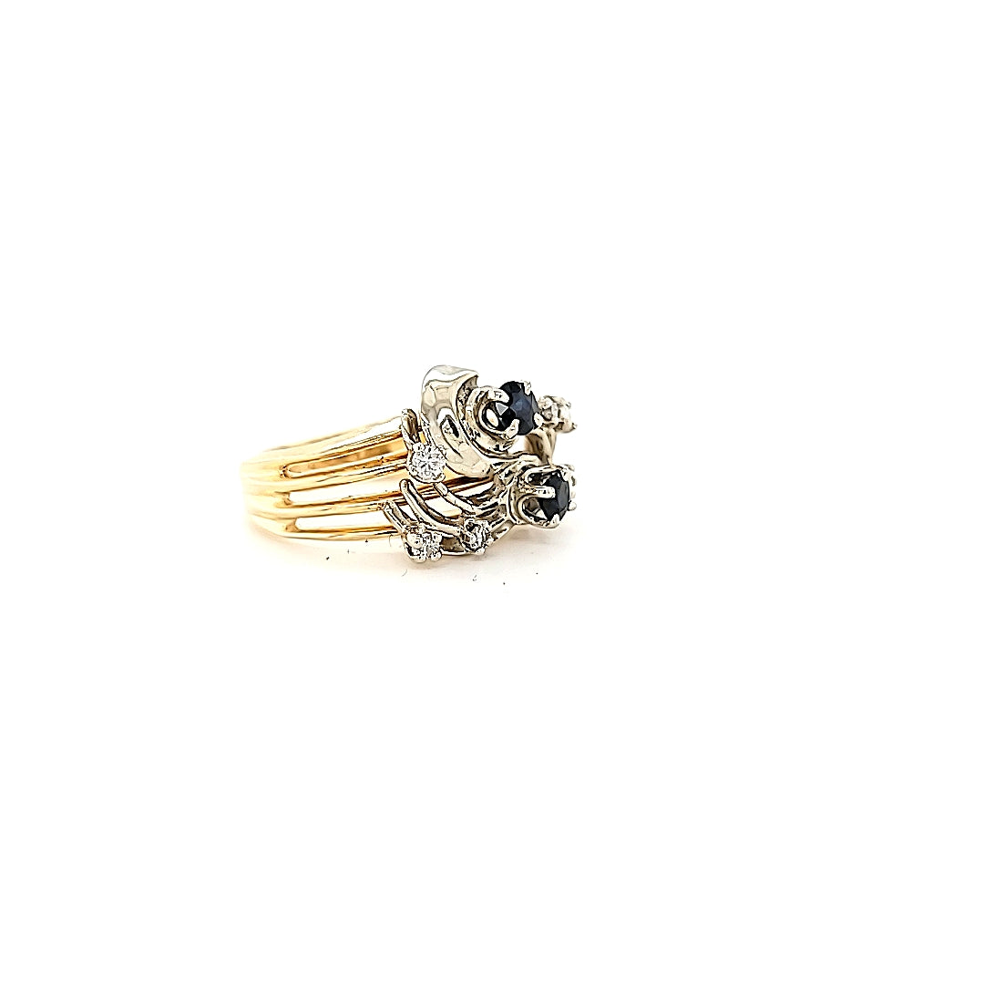 Intriguing One of a Kind Vintage Sapphire and Diamond Estate Ring in 14K | Peters Vaults