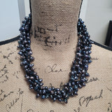 Layers of Luminous Black Freshwater Pearl Multi-Strand Necklace