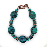 Modern Design Baroque Shape Turquoise Bracelet in Copper | Peter's Vaults