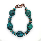 Modern Design Baroque Shape Turquoise Bracelet in Copper