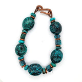 Modern Design Baroque Shape Turquoise Bracelet in Copper | Peter's Vaults