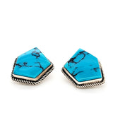 Modern Design Baroque Shape Turquoise Earrings in Sterling Silver