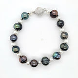 Modern Design Tahitian and Freshwater Pearl Bracelet with Sterling Magnet Clasp