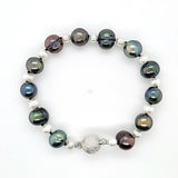 Modern Design Tahitian and Freshwater Pearl Bracelet with Sterling Magnet Clasp