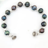 Modern Design Tahitian and Freshwater Pearl Bracelet with Sterling Magnet Clasp