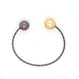 Modern Yet Elegant Tahitian & Golden South Sea Pearl Bangle Bracelet in Black Sterling Silver  Peter's Vault