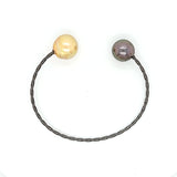 Modern Yet Elegant Tahitian & Golden South Sea Pearl Bangle Bracelet in Black Sterling Silver  Peter's Vault