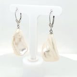 RARE! Spectacular Large South Sea Keshi Pearl Drop - Dangle Earrings in 14K White Gold | Peter's Vault
