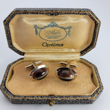 Rare Vintage Hand-Crafted Gold Plated Cufflinks with Dazzling Cat's Eyes