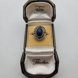 SUPER RARE Exquisite Antique Lapis Lazuli and Tiny Seed Pearl Silver Ring