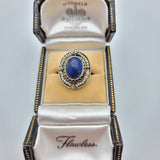 SUPER RARE Exquisite Antique Lapis Lazuli and Tiny Seed Pearl Silver Ring