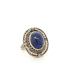 SUPER RARE Exquisite Antique Lapis Lazuli and Tiny Seed Pearl Silver Ring