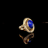 SUPER RARE Exquisite Antique Lapis Lazuli and Tiny Seed Pearl Silver Ring
