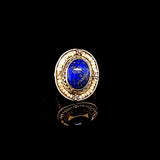 SUPER RARE Exquisite Antique Lapis Lazuli and Tiny Seed Pearl Silver Ring