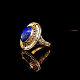 SUPER RARE Exquisite Antique Lapis Lazuli and Tiny Seed Pearl Silver Ring