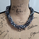 Scintilating Multi Layer Freshwater Black Pearl Strand Necklace
