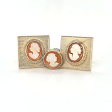 Set of Elegant Vintage Gold Plated Classic Cameo Design Cufflinks & Tie - Lapel Pin | Peter's Vaults