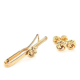 Set of Elegant Vintage Gold Plated Classic Knot Design Cufflinks & Tie Bar | Peter's Vaults