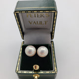 Shimmering Freshwater Pearl Stud Earrings in 14K White Gold | Peter's Vault