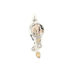 Shimmering Modern Design Jasper Faux Pearl and Yellow Quartz Pendant Slide in Silver  Peter's Vaults