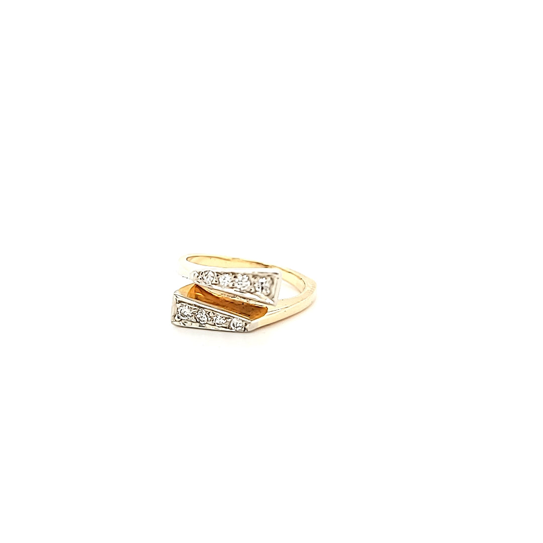 Sparkling Vintage Diamond Cocktail Bypass Ring in 14K with Old Cuts | Peters Vaults